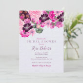 Fuchsia en Plum Floral Vrijgezellenfeest Kaart (Staand voorkant)