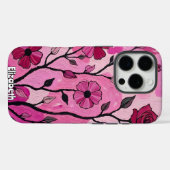Fuchsia en roze rozenschildering Case-Mate iPhone case (Achterkant (horizontaal))