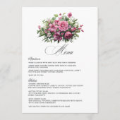 Fuchsia en smaragdgroene bloemen bruiloft menu (Voorkant)