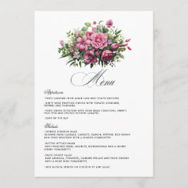 Fuchsia en smaragdgroene bloemen bruiloft menu