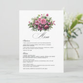 Fuchsia en Smaragdgroene Bloemige Bruiloft Menu (Staand voorkant)