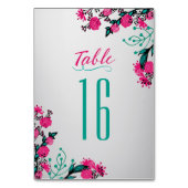 Fuchsia en turquoise bruiloft kaart (Achterkant)