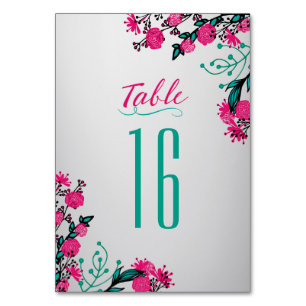 Fuchsia en turquoise bruiloft kaart