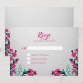 Fuchsia en turquoise bruiloft RSVP Kaart (Voorkant / Achterkant)