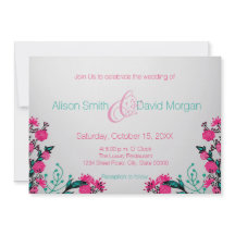 Fuchsia en Turquoise bruiloft uitnodiging