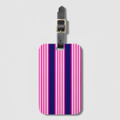 Fuchsia en white vijf strepen patroon met blauw bagagelabel (Voorkant (verticaal))
