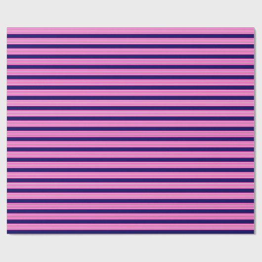 Fuchsia en white vijf strepen patroon met blauw cadeaupapier (Vlak)