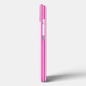 Fuchsia en white vijf strepen patroon met blauw Case-Mate iPhone case (Achterkant / Links)