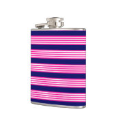 Fuchsia en white vijf strepen patroon met blauw heupfles (Links)