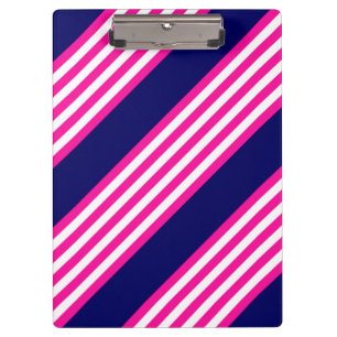 Fuchsia en white vijf strepen patroon met blauw klembord