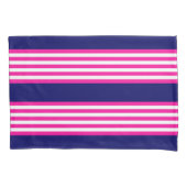 Fuchsia en white vijf strepen patroon met blauw kussensloop (Voorkant)