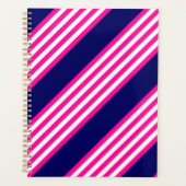 Fuchsia en white vijf strepen patroon met blauw planner (Voorkant)