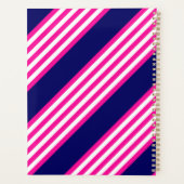 Fuchsia en white vijf strepen patroon met blauw planner (Achterkant)