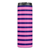 Fuchsia en white vijf strepen patroon met blauw thermosbeker (Achterkant)