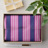 Fuchsia en white vijf strepen patroon met blauw tissuepapier (Geschenk)