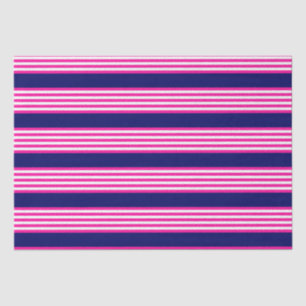 Fuchsia en white vijf strepen patroon met blauw tissuepapier