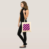Fuchsia en white vijf strepen patroon met blauw tote bag (Voorkant (model))