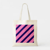 Fuchsia en white vijf strepen patroon met blauw tote bag (Achterkant)