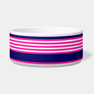 Fuchsia en white vijf strepen patroon met blauw voerbakje