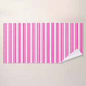 Fuchsia en wit vijf strepen patroon badhanddoek (Badhanddoek)