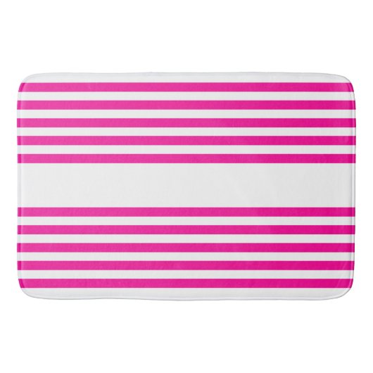 Fuchsia en wit vijf strepen patroon badmat (Voorkant)