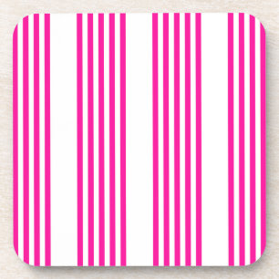 Fuchsia en wit vijf strepen patroon bier onderzetter