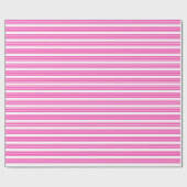 Fuchsia en wit vijf strepen patroon cadeaupapier (Vlak)