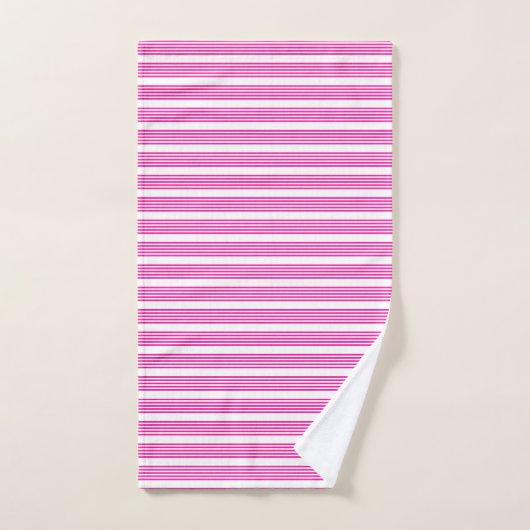 Fuchsia en wit vijf strepen patroon handdoek (Handdoek)