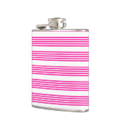 Fuchsia en wit vijf strepen patroon heupfles (Links)