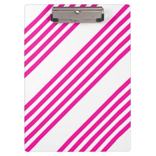 Fuchsia en wit vijf strepen patroon klembord (Voorkant)
