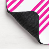 Fuchsia en wit vijf strepen patroon muismat (Hoek)