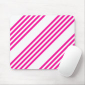 Fuchsia en wit vijf strepen patroon muismat (Met muis)