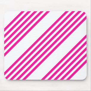 Fuchsia en wit vijf strepen patroon muismat