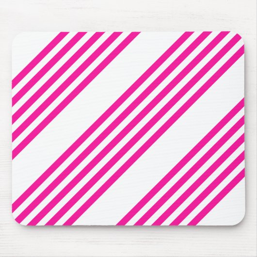 Fuchsia en wit vijf strepen patroon muismat (Voorkant)