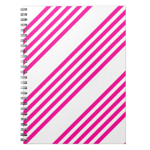 Fuchsia en wit vijf strepen patroon notitieboek