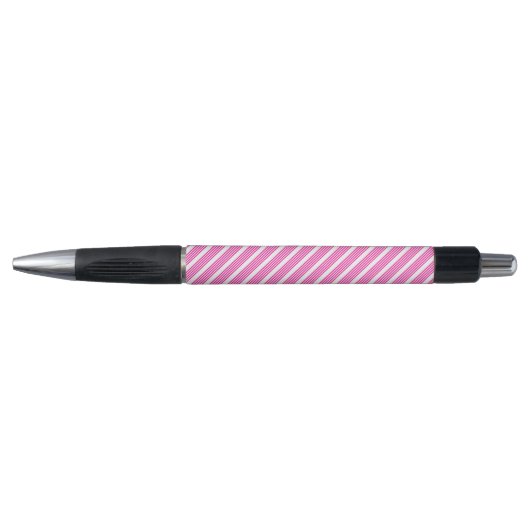 Fuchsia en wit vijf strepen patroon pen (Voorkant)