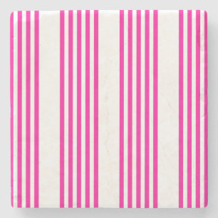 Fuchsia en wit vijf strepen patroon stenen onderzetter