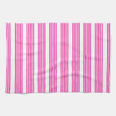 Fuchsia en wit vijf strepen patroon theedoek (Horizontaal)