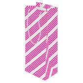 Fuchsia en wit vijf strepen patroon wijn cadeautas (Achterkant Gekanteld)