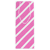 Fuchsia en wit vijf strepen patroon wijn cadeautas (Achterkant)