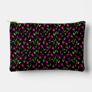 Fuchsia en witte tulpen op zwarte achtergrond etui