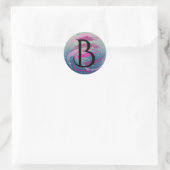Fuchsia en zachte roze penseelstreken B Monogram Ronde Sticker (Tas)