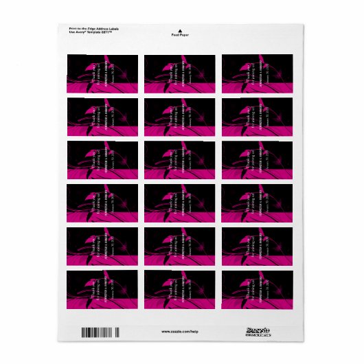 Fuchsia en Zwart Bloemen Bruiloft Lip Balm Label (Full Sheet)