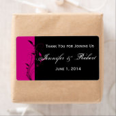 Fuchsia en Zwart Bloemen Water Flesje Label (Insitu)