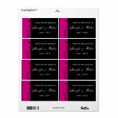Fuchsia en Zwart Bloemen Water Flesje Label (Full Sheet)