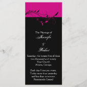 Fuchsia en zwart bloemenfiligraan huwelijksprogram programmakaart (Voorkant)