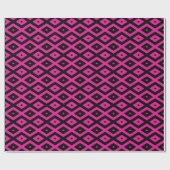 Fuchsia- en zwart diamantpatroon cadeaupapier (Vlak)