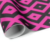 Fuchsia- en zwart diamantpatroon cadeaupapier (Rol Hoek)