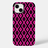 Fuchsia- en zwart diamantpatroon Case-Mate iPhone case (Achterkant)