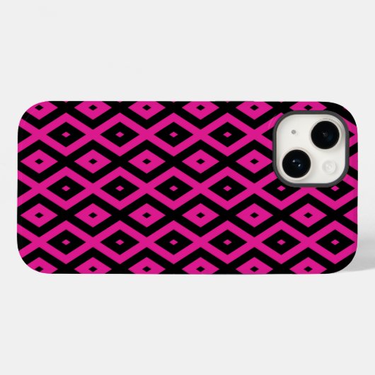 Fuchsia- en zwart diamantpatroon Case-Mate iPhone case (Achterkant (horizontaal))
